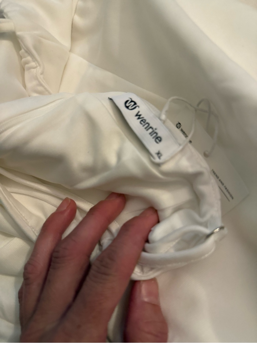 White Strapless Mini Dress with Flap Pocket Detail - Picture 5 of 6